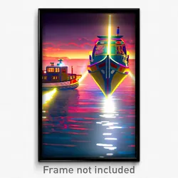 Pixel Art Poster - Crazy Boat (8 Bit Psychedelic Trippy Weird Video Game Print)