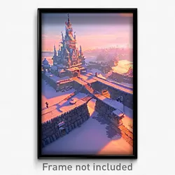 Pixel Art Poster - Frosty Citadel (8 Bit Psychedelic Trippy Video Game Print)