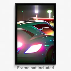 Pixel Art Poster - Digital Car (8 Bit Psychedelic Trippy Weird Video Game Print)