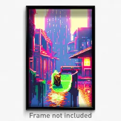Pixel Art Poster - Liquid Slum (8 Bit Psychedelic Trippy Weird Video Game Print)