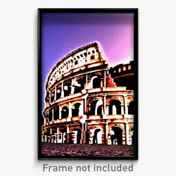 Pixel Art Poster - Swirly Colosseum (8 Bit Psychedelic Trippy Video Game Print)