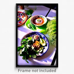 Pixel Art Poster - Leafy Mexican Plate (8 Bit Psychedelic Video Game Print)
