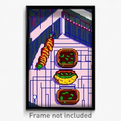 Pixel Art Poster - Digital Wire Frame Enchiladas (8 Bit Video Game Print)