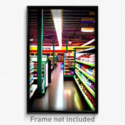 Pixel Art Poster - Lovely Grocery Store (8 Bit Psychedelic Video Game Print)