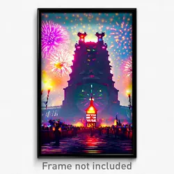 Pixel Art Poster - Monstrous New Year Day (8 Bit Psychedelic Video Game Print)