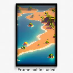 Pixel Art Poster - Droopy Atoll (8 Bit Psychedelic Trippy Video Game Print)