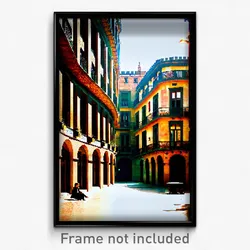 Pixel Art Poster - Neglected Barcelona (8 Bit Psychedelic Video Game Print)