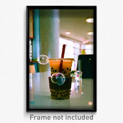 Pixel Art Poster - Lonely Bubble Tea (8 Bit Psychedelic Trippy Video Game Print)