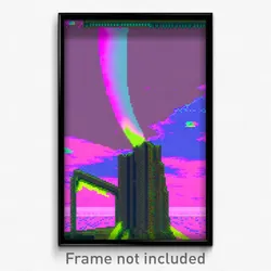 Pixel Art Poster - Glitch Art Promontory (8 Bit Psychedelic Video Game Print)