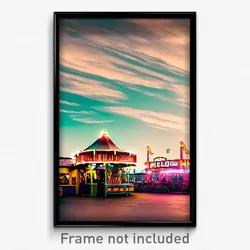 Pixel Art Poster - Mellow Fairground (8 Bit Psychedelic Trippy Video Game Print)