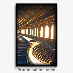 Pixel Art Poster - Oval Ancient Architecture (8 Bit Video Game Print)