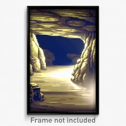 Pixel Art Poster - Rectangular Cave (8 Bit Psychedelic Trippy Video Game Print)