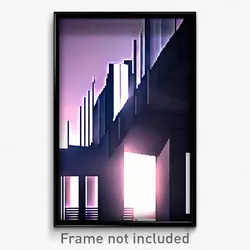 Pixel Art Poster - Mysterious Modern Architecture (8 Bit Video Game Print)