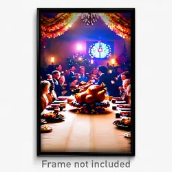 Pixel Art Poster - Giant Thanksgiving (8 Bit Psychedelic Video Game Print)