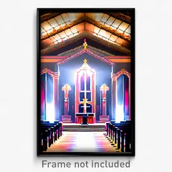 Pixel Art Poster - Elegant Sanctuary (8 Bit Psychedelic Trippy Video Game Print)