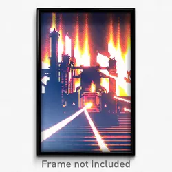 Pixel Art Poster - Awesome Forgeworks (8 Bit Psychedelic Video Game Print)