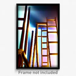 Pixel Art Poster - Warm Ladder (8 Bit Psychedelic Trippy Weird Video Game Print)
