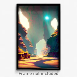 Pixel Art Poster - Whimsical Canyon (8 Bit Psychedelic Trippy Video Game Print)