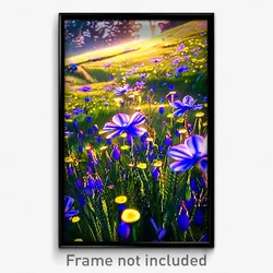 Pixel Art Poster - Buzzing Meadow (8 Bit Psychedelic Trippy Video Game Print)