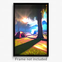 Pixel Art Poster - Virtual Campsite (8 Bit Psychedelic Trippy Video Game Print)