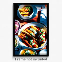 Pixel Art Poster - Detailed Enchiladas (8 Bit Psychedelic Video Game Print)
