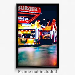 Pixel Art Poster - Gracious Burger Stand (8 Bit Psychedelic Video Game Print)