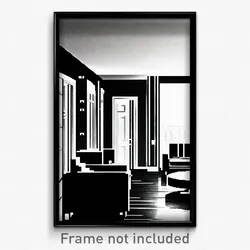 Pixel Art Poster - Black And White Home (8 Bit Psychedelic Video Game Print)