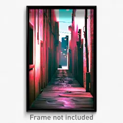 Pixel Art Poster - Realistic Alley (8 Bit Psychedelic Trippy Video Game Print)