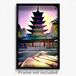 Pixel Art Poster - Marvelous Pagoda (8 Bit Psychedelic Trippy Video Game Print)
