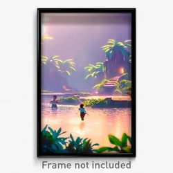 Pixel Art Poster - Novel Lagoon (8 Bit Psychedelic Trippy Video Game Print)