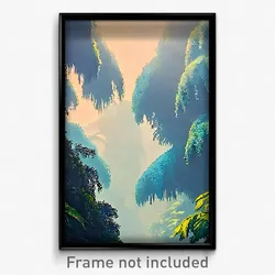 Pixel Art Poster - Light Blue Rainforest (8 Bit Psychedelic Video Game Print)