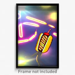 Pixel Art Poster - Squiggly Hot Dog (8 Bit Psychedelic Trippy Video Game Print)