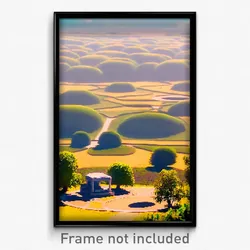 Pixel Art Poster - Oval Landscape (8 Bit Psychedelic Trippy Video Game Print)