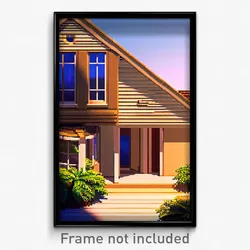 Pixel Art Poster - Tan House (8 Bit Psychedelic Trippy Weird Video Game Print)