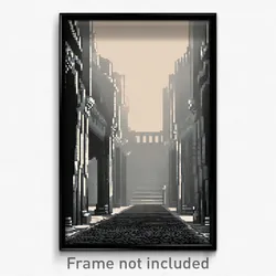 Pixel Art Poster - Colorless Catacombs (8 Bit Psychedelic Video Game Print)
