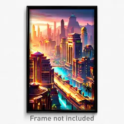 Pixel Art Poster - Majestic Exotic City (8 Bit Psychedelic Video Game Print)