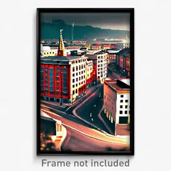 Pixel Art Poster - Empty Swedish City (8 Bit Psychedelic Video Game Print)