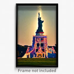 Pixel Art Poster - Antique Independence Day (8 Bit Psychedelic Video Game Print)
