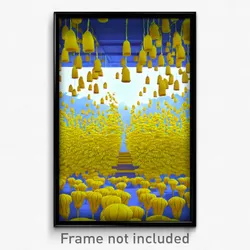 Pixel Art Poster - Yellow Rookery (8 Bit Psychedelic Trippy Video Game Print)