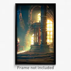 Pixel Art Poster - Worldly Dungeon (8 Bit Psychedelic Trippy Video Game Print)