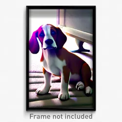Pixel Art Poster - Droopy Puppy (8 Bit Psychedelic Trippy Video Game Print)