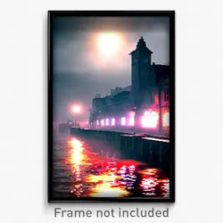 Pixel Art Poster - Haunted Quay (8 Bit Psychedelic Trippy Video Game Print)