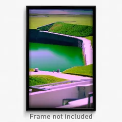 Pixel Art Poster - Green Reservoir (8 Bit Psychedelic Trippy Video Game Print)
