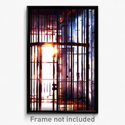 Pixel Art Poster - Rusty Jail (8 Bit Psychedelic Trippy Weird Video Game Print)