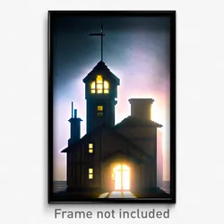 Pixel Art Poster - Imaginary Rectory (8 Bit Psychedelic Trippy Video Game Print)