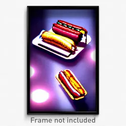 Pixel Art Poster - Classic Hot Dog (8 Bit Psychedelic Trippy Video Game Print)