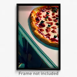 Pixel Art Poster - Gigantic Pizza (8 Bit Psychedelic Trippy Video Game Print)