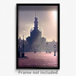 Pixel Art Poster - Mysterious Plaza (8 Bit Psychedelic Trippy Video Game Print)