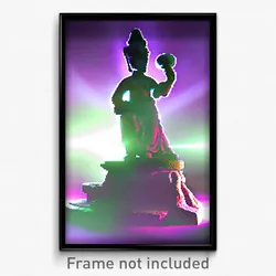 Pixel Art Poster - Mysterious Statue (8 Bit Psychedelic Trippy Video Game Print)