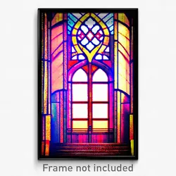 Pixel Art Poster - Cool Stained Glass (8 Bit Psychedelic Video Game Print)